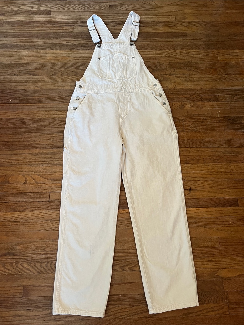Women’s Old Navy Off-White Classic Painter Style Denim Overalls